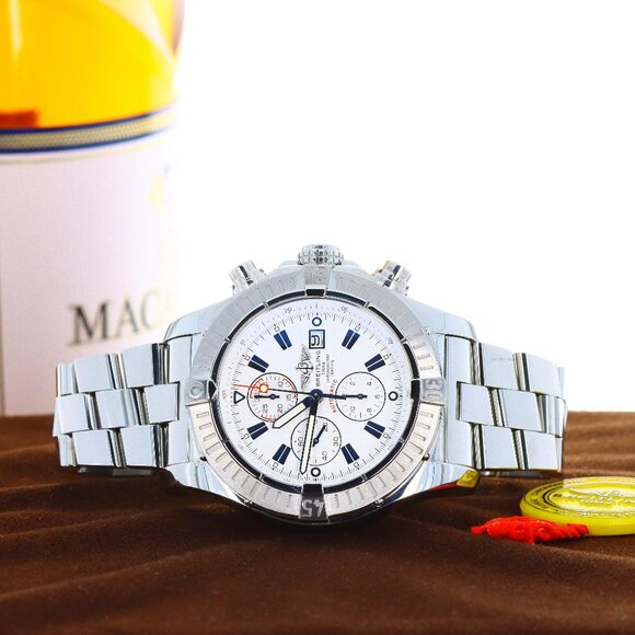Breitling Super Avenger Chronograph 1/4th Seconds Automatic White Dial A13370 - Picture 1 of 9